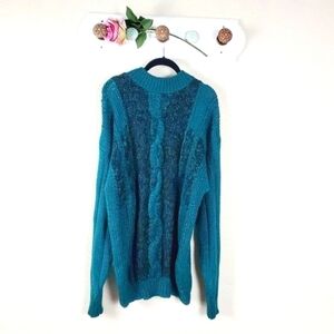 Cambridge Classics Teal Cable Knit Textured Sweater Unisex XL